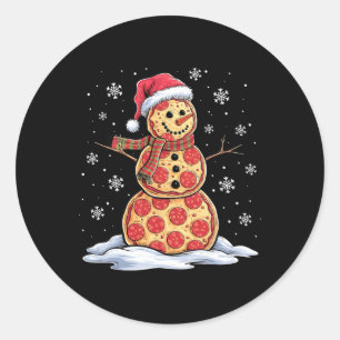 Pizza Snowman - Weihnachtsmannmütze - Pizza-Party  Runder Aufkleber