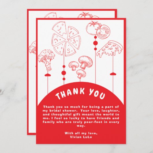 Pizza Special Delivery Baby Dusche Dankeskarte (Vorne/Hinten)