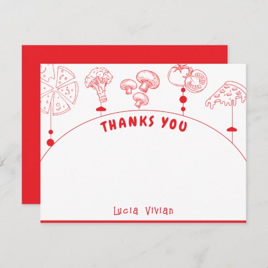 Pizza Special Delivery Baby Dusche Leere Dankeskarte (Vorne/Hinten)