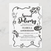 Pizza, Special Delivery Baby Shower Einladung (Vorne/Hinten)