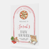 Pizza Special Delivery Baby Shower Welcome  Acrylschild (Winkel)