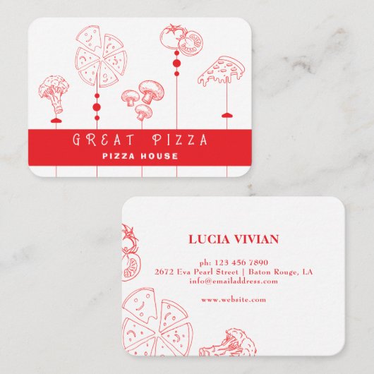Pizza Special Delivery Business Card Visitenkarte (Vorne/Hinten)