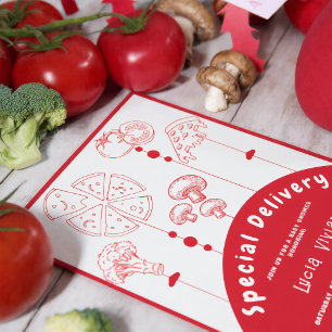 Pizza-Speziallieferung Baby Shower Einladung