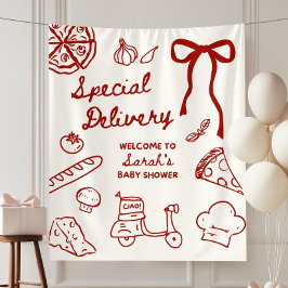 Pizza-Speziallieferung Baby Shower Hintergrund, Pi Wandteppich