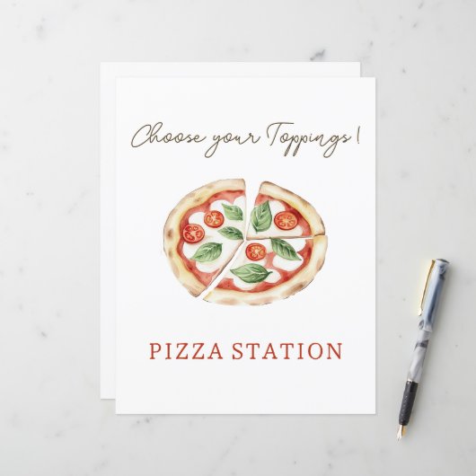 Pizza Station Custom Table Sign (Vorderseite/Rückseite Beispiel)