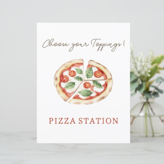 Pizza Station Custom Table Sign (Stehend Vorderseite)