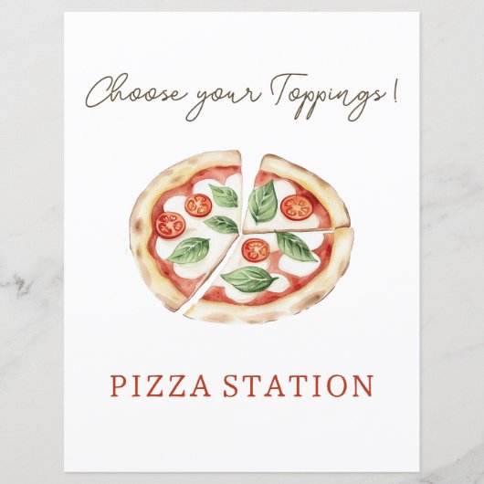 Pizza Station Custom Table Sign (Vorderseite)