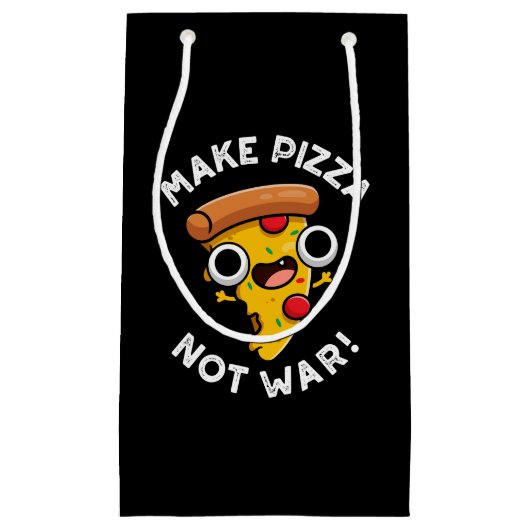 Pizza statt Krieg Funny Peace Pub Dark BG Kleine Geschenktüte (Vorderseite)