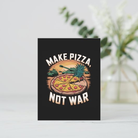 Pizza statt Krieg Postkarte (Stehend Vorderseite)