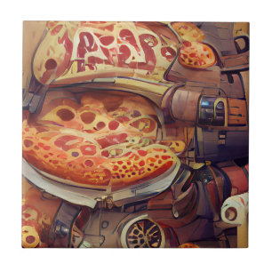 Pizza Steampunk Grafik abstrakt Art Fliese