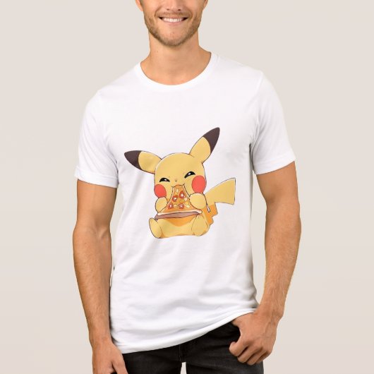 Pizza Stretch Pikachu (Pokemon) Tri-Blend Shirt (Vorderseite)