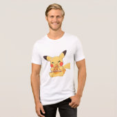 Pizza Stretch Pikachu (Pokemon) Tri-Blend Shirt (Vorderseite voll)