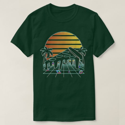 Pizza Sunset Ästhetischer 80er Vaporwave Fast Food T-Shirt (Design vorne)