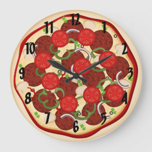 Pizza Supreme Große Wanduhr