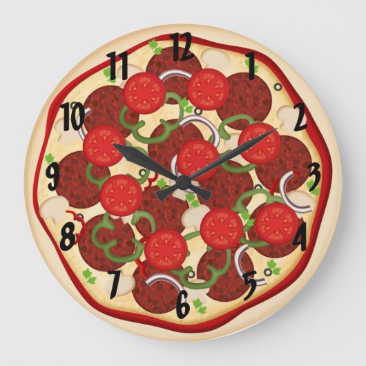 Pizza Supreme Große Wanduhr (Vorderseite)