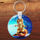 Pizza Surfkatze Schlüsselanhänger (Vorderseite)