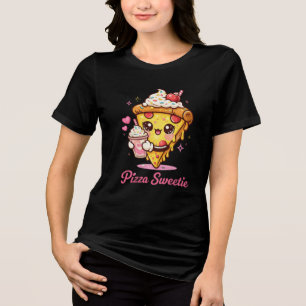 Pizza Sweetie Cute Kawaii Pizza T-Shirt Tri-Blend Shirt