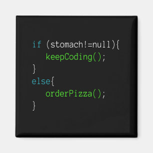 Pizza T - Shirt zur Programmierung von Funny Code  Magnet