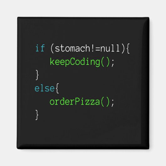 Pizza T - Shirt zur Programmierung von Funny Code  Magnet (Vorne)