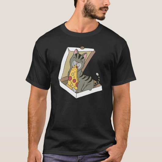 Pizza Tabby-Katze Haustier T-Shirt (Vorderseite)