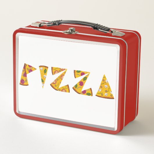 Pizza Text aus Scheiben Metall Brotdose (Vorderseite)