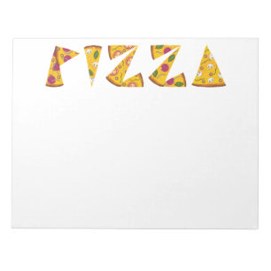 Pizza Text aus Scheiben Notizblock