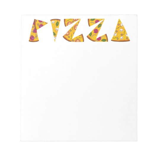 Pizza Text aus Scheiben Notizblock (Vorderseite)