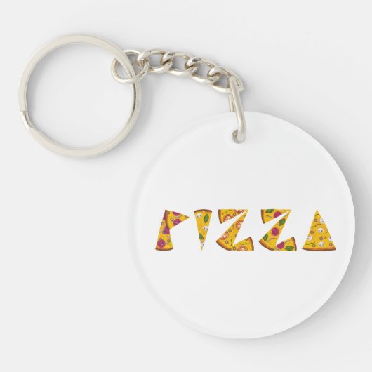 Pizza Text aus Scheiben Schlüsselanhänger (Vorderseite)