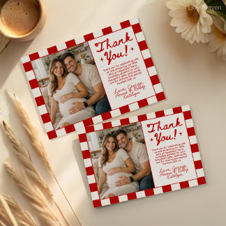 Pizza Theme Baby Shower Thank You Card with Photo Dankeskarte