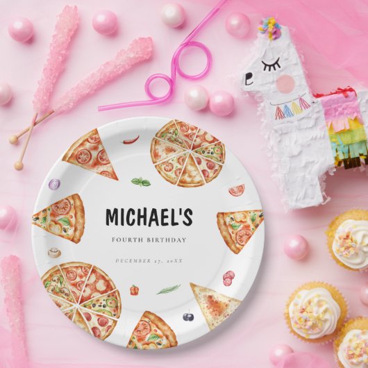 Pizza Theme Birthday Paper Plate Pappteller (Party)