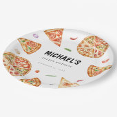 Pizza Theme Birthday Paper Plate Pappteller (Schrägansicht)