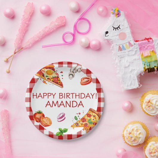 Pizza Theme Birthday Pappteller (Party)