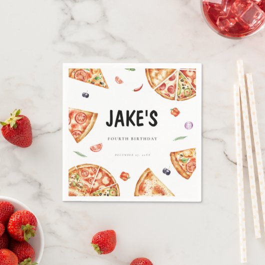 Pizza Theme Birthday Serviette (Beispiel)