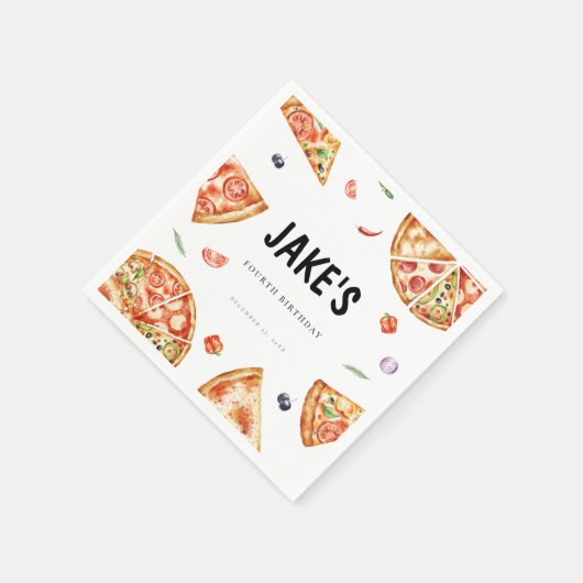 Pizza Theme Birthday Serviette (Ecke)