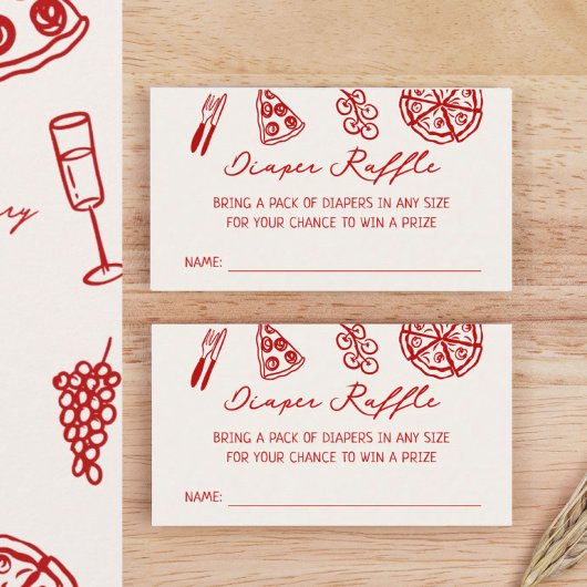 Pizza Themed Baby Dusche Windeln Raffle Begleitkarte