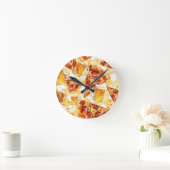Pizza time Beer time Runde Wanduhr (Zuhause)
