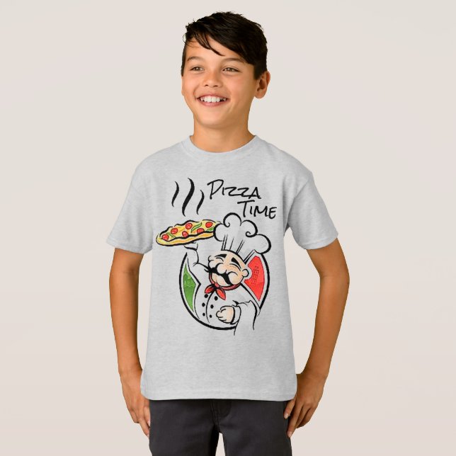 Pizza Time Boy's Basic T - Shirt (Vorne ganz)