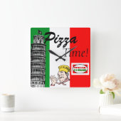 Pizza Time-Italian Quadratische Wanduhr (Zuhause)