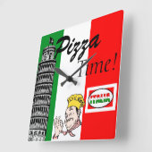 Pizza Time-Italian Quadratische Wanduhr (Winkel)