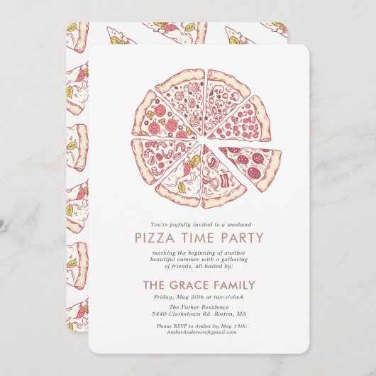 Pizza Time Party | Einladung (Vorne/Hinten)