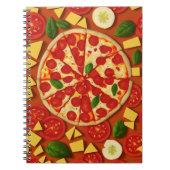 Pizza tomato cheese basil pattern bright notizblock (Vorderseite)