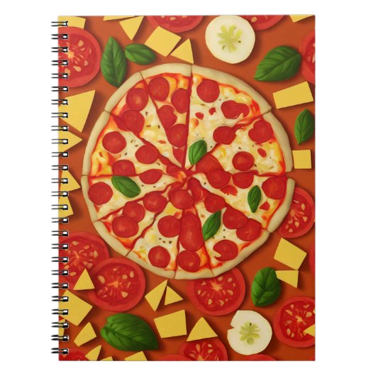 Pizza tomato cheese basil pattern bright notizblock (Vorderseite)