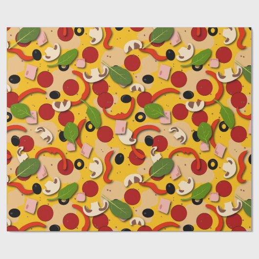Pizza Topping Funny Cartoon Geschenkpapier (Flach)