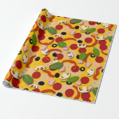 Pizza Topping Funny Cartoon Geschenkpapier (Ungerollt)