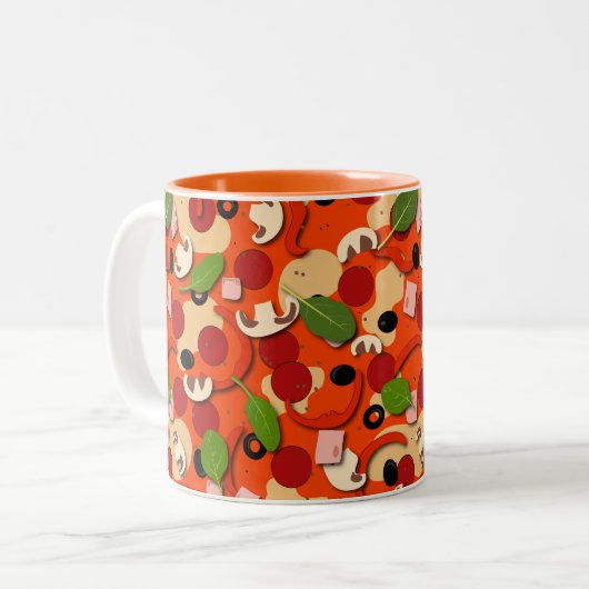 Pizza Toppings Funny Zweifarbige Tasse (Vorderseite Links)
