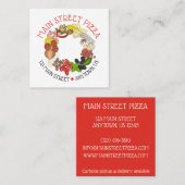 Pizza Toppings Italienisches Restaurant Pizzeria Quadratische Visitenkarte (Vorne/Hinten)