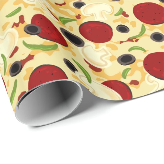 Pizza Toppings Pattern Geschenkpapier (Rolleneckpunkt)