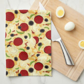 Pizza Toppings Pattern Geschirrtuch (Viertel Falte)