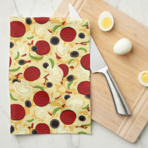 Pizza Toppings Pattern Geschirrtuch