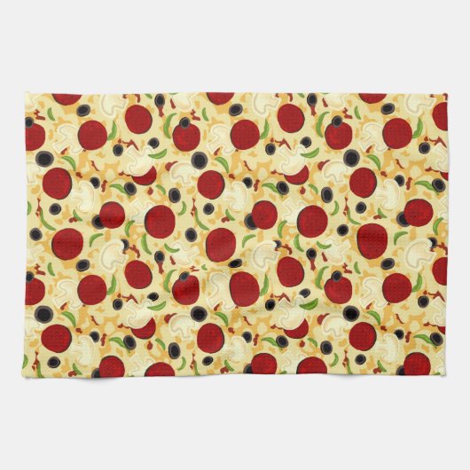 Pizza Toppings Pattern Geschirrtuch (Horizontal)